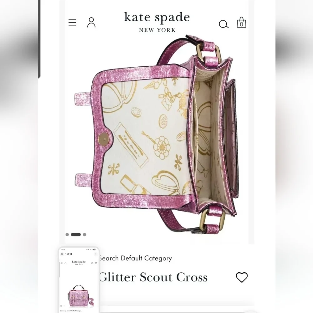 Kate Spade New York Childrens‎ Glitter Scout Crossbody Bag Pink Messnger Sparkle